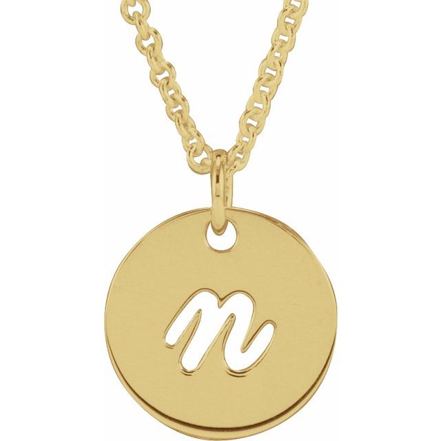 14K Yellow Script Initial N 16-18" Necklace