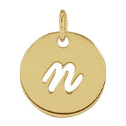 14K Yellow Script Initial N Pendant