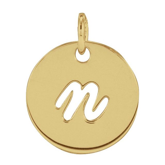 14K Yellow Script Initial N Pendant