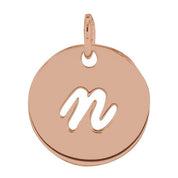 14K Rose Script Initial N Pendant