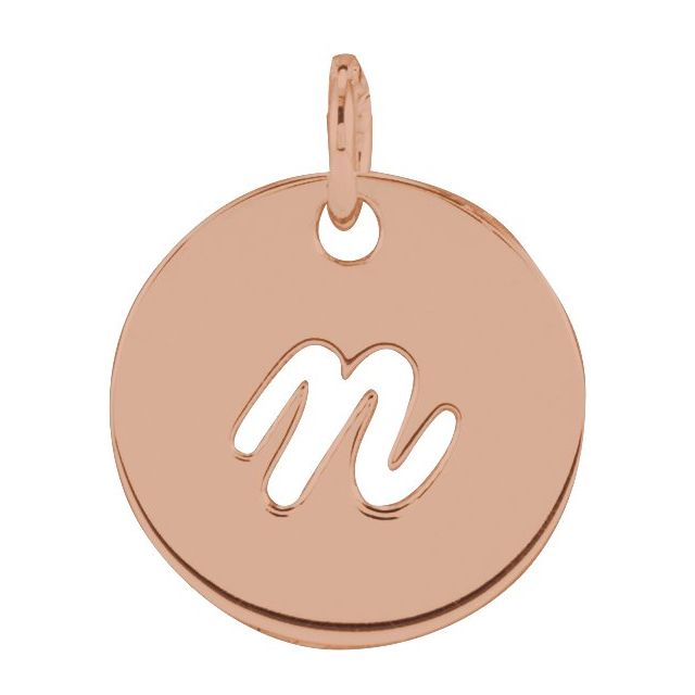 14K Rose Script Initial N Pendant