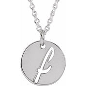 Sterling Silver Script Initial F 16-18" Necklace