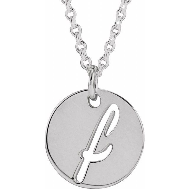 Sterling Silver Script Initial F 16-18" Necklace