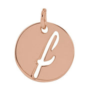 14K Rose Script Initial F Pendant