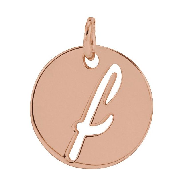 14K Rose Script Initial F Pendant