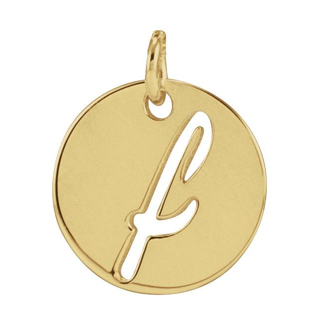 14K Yellow Script Initial F Pendant