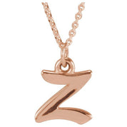 14K Rose Petite Initial Z Pendant