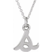 14K White Petite Initial S 16" Necklace