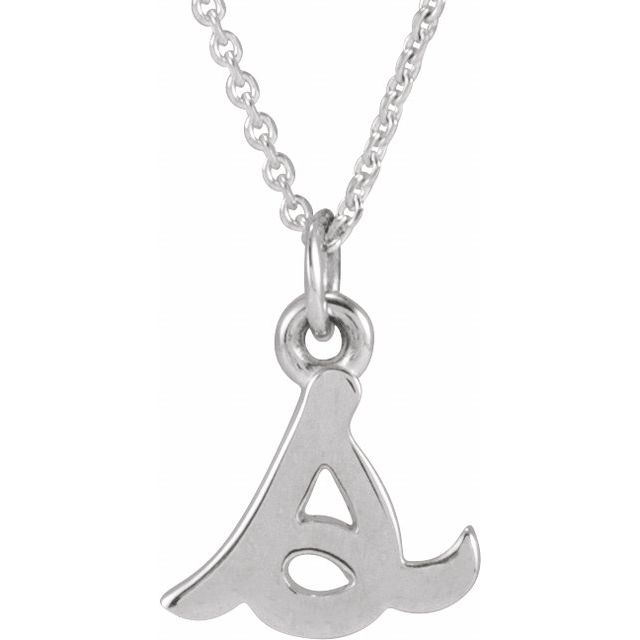 14K White Petite Initial S 16" Necklace