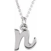 14K White Petite Initial N 16" Necklace
