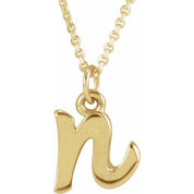 14K Yellow Petite Initial N 16" Necklace