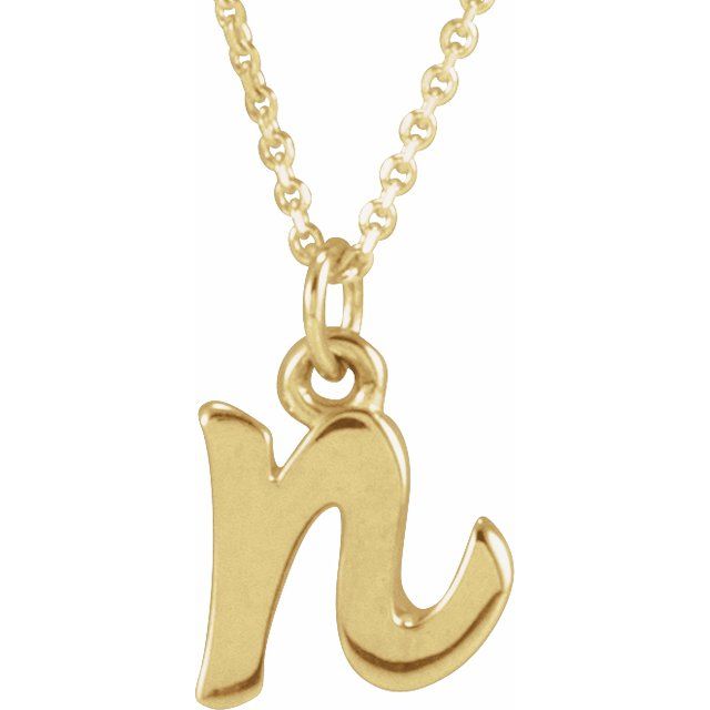 14K Yellow Petite Initial N 16" Necklace