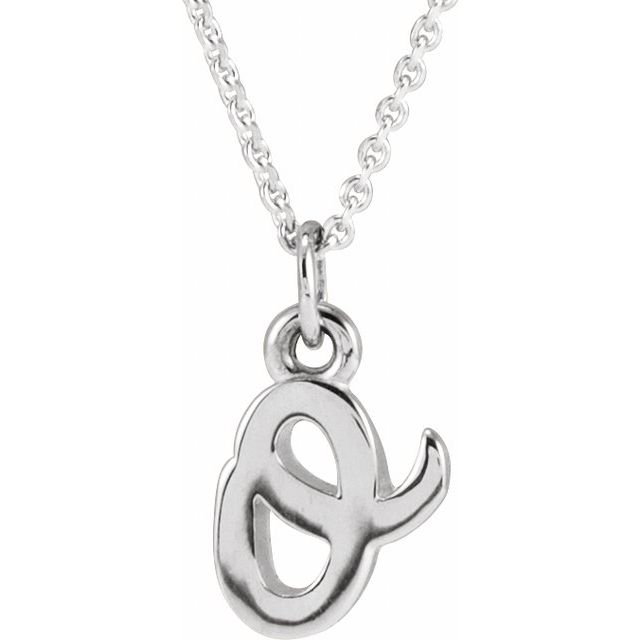 14K White Petite Initial O 16" Necklace