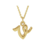 14K Yellow Petite Initial V 16" Necklace