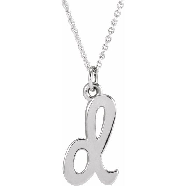 14K White Petite Initial D 16" Necklace