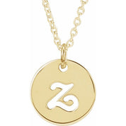 14K Yellow Script Initial Z 16-18" Necklace