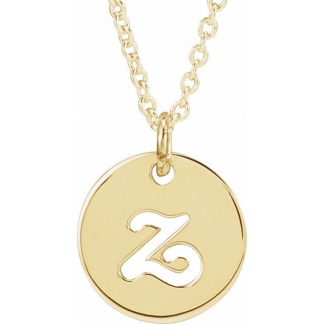 14K Yellow Script Initial Z 16-18" Necklace