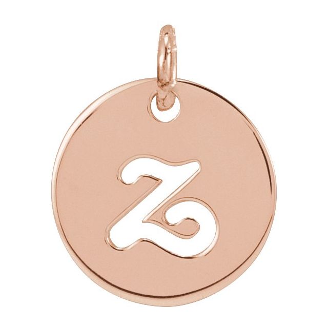 14K Rose Script Initial Z Pendant