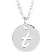 Sterling Silver Script Initial T 16-18" Necklace