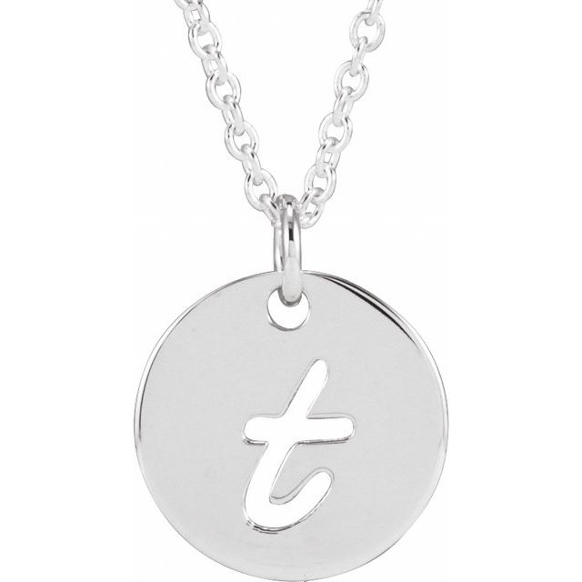 Sterling Silver Script Initial T 16-18" Necklace