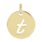 14K Yellow Script Initial T Pendant