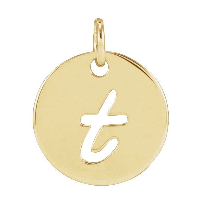 14K Yellow Script Initial T Pendant