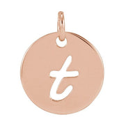 14K Rose Script Initial T Pendant