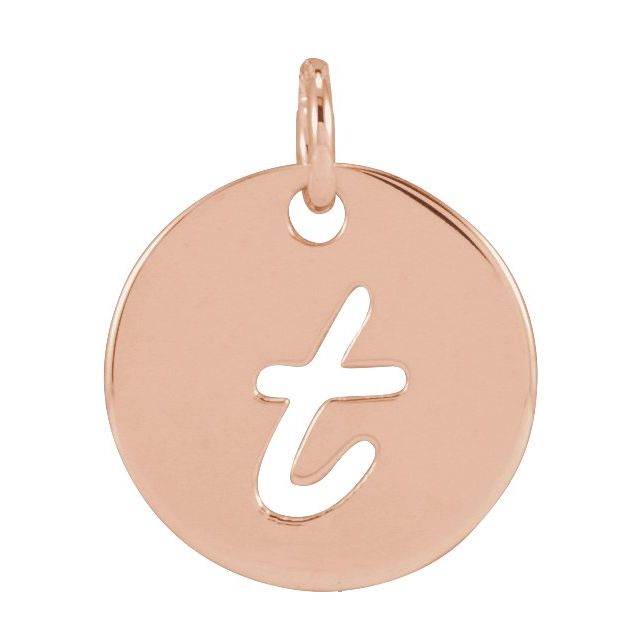 14K Rose Script Initial T Pendant