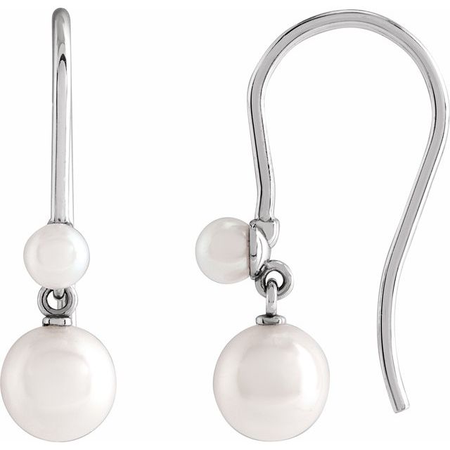 Sterling Silver Cultured White Freshwater Pearl Earrings - Style 88556