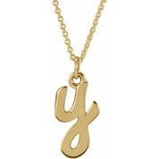 14K Yellow Petite Initial Y 16" Necklace