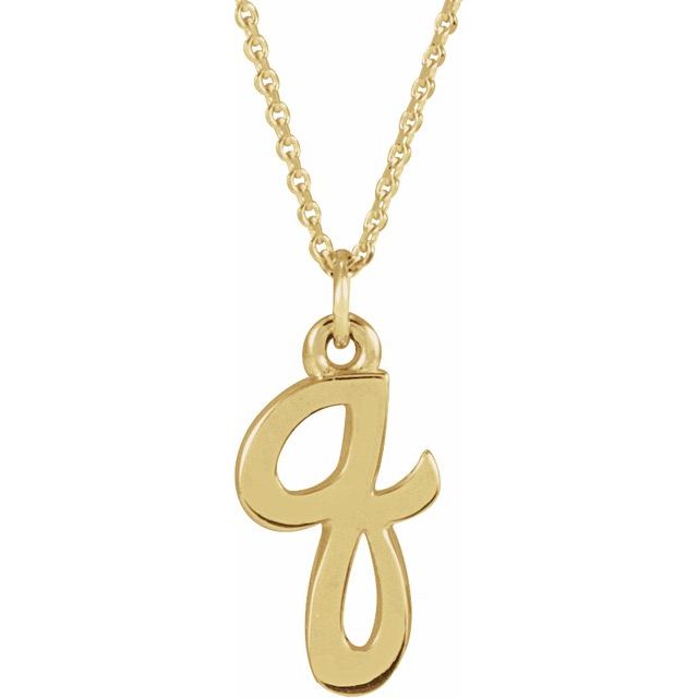 14K Yellow Petite Initial Q 16" Necklace