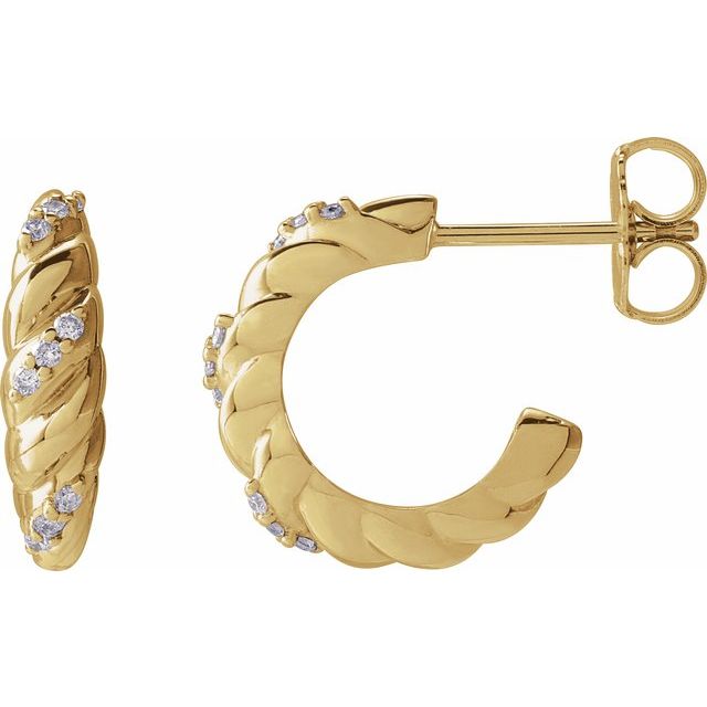 14K Yellow Gold .07 CTW Natural Diamond 14 mm Hoop Earrings - Perfect for Every Occasion