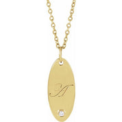 14K Yellow .015 CT Natural Diamond Engravable 16-18" Necklace