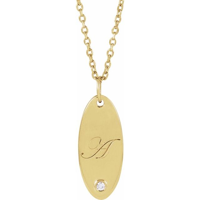 14K Yellow .015 CT Natural Diamond Engravable 16-18" Necklace
