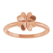 14K Rose Four-Leaf Clover Stackable Ring