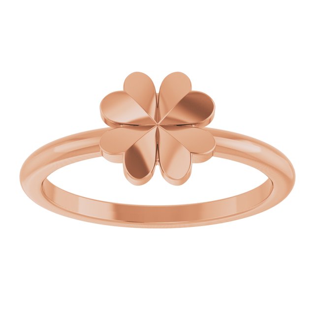 14K Rose Four-Leaf Clover Stackable Ring