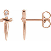 14K Rose .025 CTW Natural Diamond Dagger Earrings