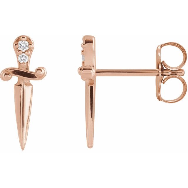 14K Rose .025 CTW Natural Diamond Dagger Earrings