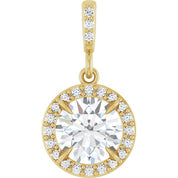14K Yellow 1 1/8 CTW Lab-Grown Diamond Halo-Style Pendant