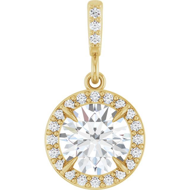 14K Yellow 1 1/8 CTW Lab-Grown Diamond Halo-Style Pendant