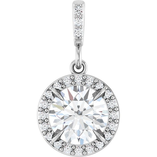 14K White 1 1/8 CTW Lab-Grown Diamond Halo-Style Pendant