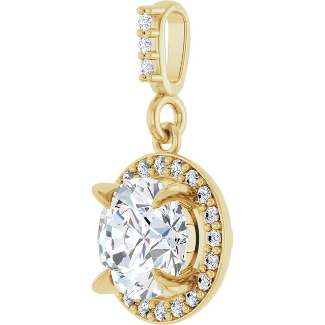 14K Yellow 1 1/8 CTW Lab-Grown Diamond Halo-Style Pendant