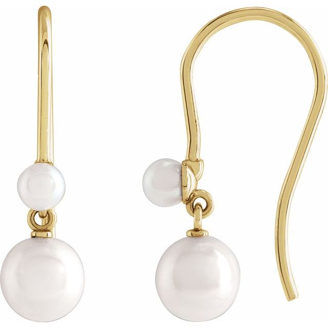 Platinum Cultured White Seed Pearl Semi-Set Earrings - Perfect for 5.5-6 mm Pearls