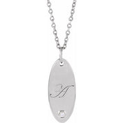 Sterling Silver .015 CT Natural Diamond Engravable 16-18" Necklace