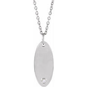 Sterling Silver .015 CT Natural Diamond Engravable 16-18" Necklace
