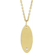 14K Yellow .015 CT Natural Diamond Engravable 16-18" Necklace