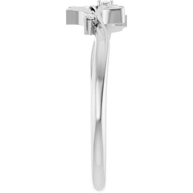 Platinum .015 CTW Natural Diamond Floral Ring