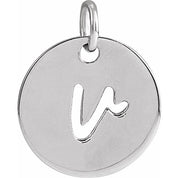 Sterling Silver Script Initial V Pendant