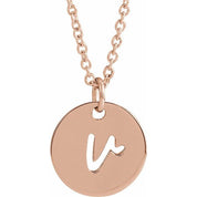 14K Rose Script Initial V 16-18" Necklace