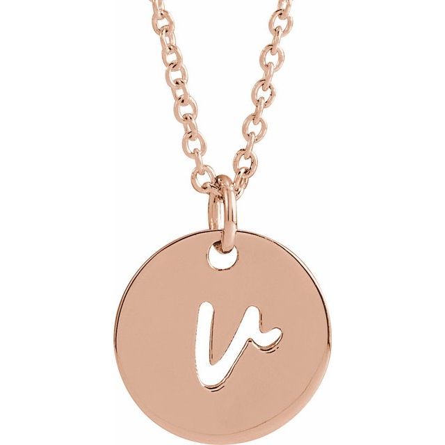 14K Rose Script Initial V 16-18" Necklace